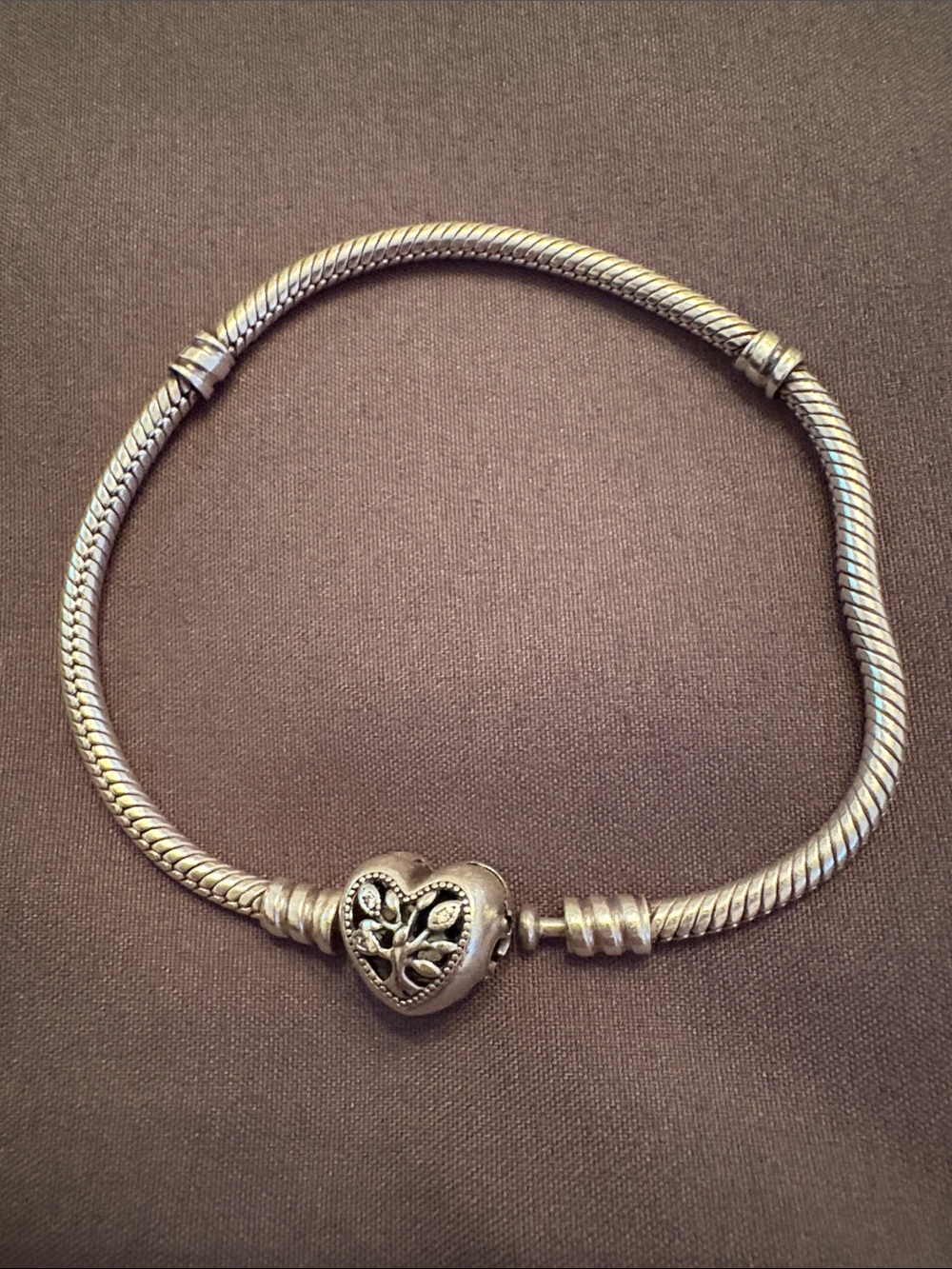 Pandora Silver Heart Charm-family tree bracelet